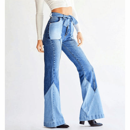 UNIKCOSA RetroFlare High-Waist Patchwork Jeans for Women 💙