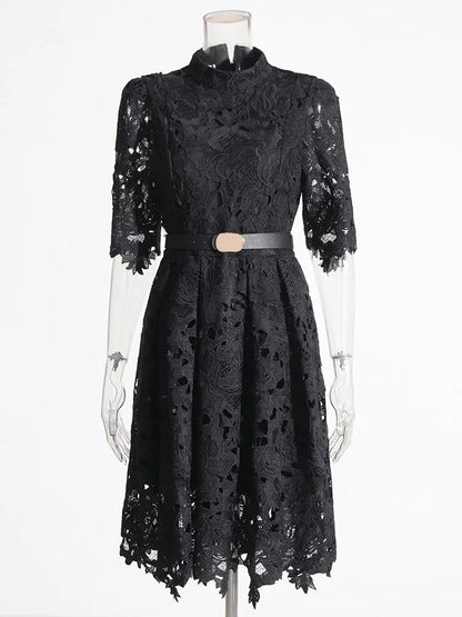 UNIKCOSA Velora Lace Waist Slimming Color Short Dress 💫