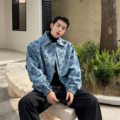 UNIKCOSA UrbanSoul Denim Jacket Plus Size Jacquard Lapel 💫