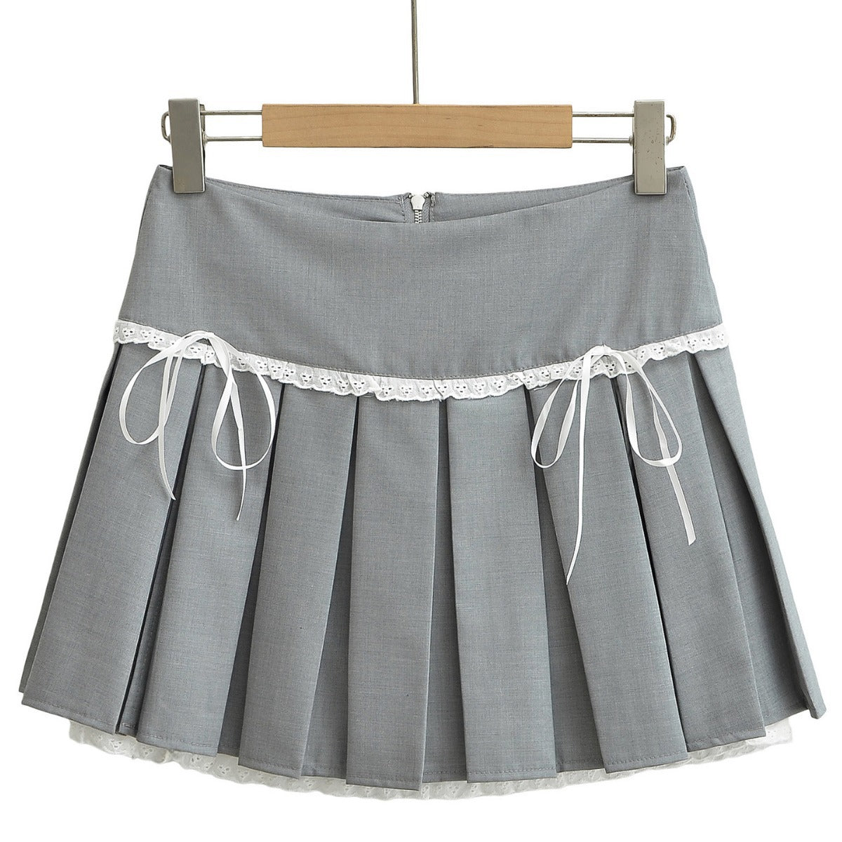 UNIKCOSA Velora Bow Lace Pleated Mini Skirt Chic Black 🔥