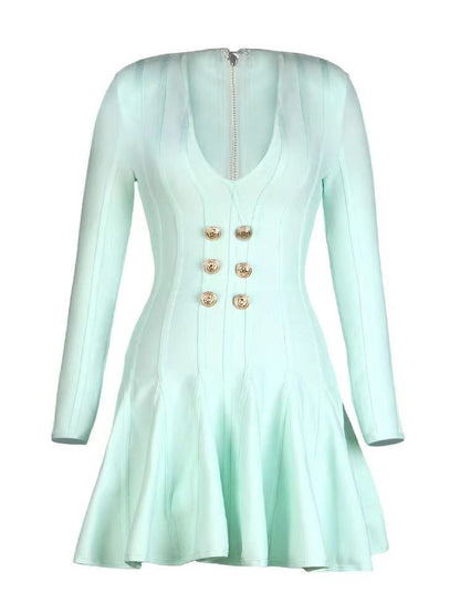 UNIKCOSA Velora V Neck Bandage Dress A Line Evening 💫