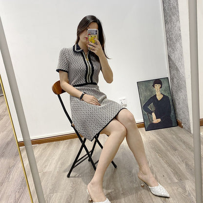 UNIKCOSA Velora Grid Knit Dress Fragrance Skirt Luxury 💫