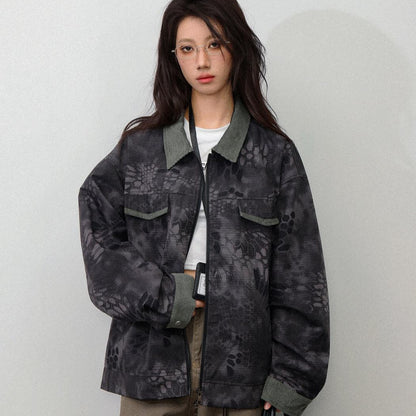 UNIKCOSA RetroMuse Snake Pattern Workwear Jacket Luxe 💫