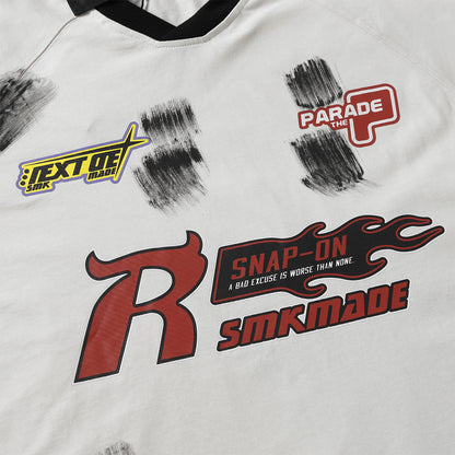 UNIKCOSA Velora Brush Graffiti Campus Collar Polo Shirt 💫