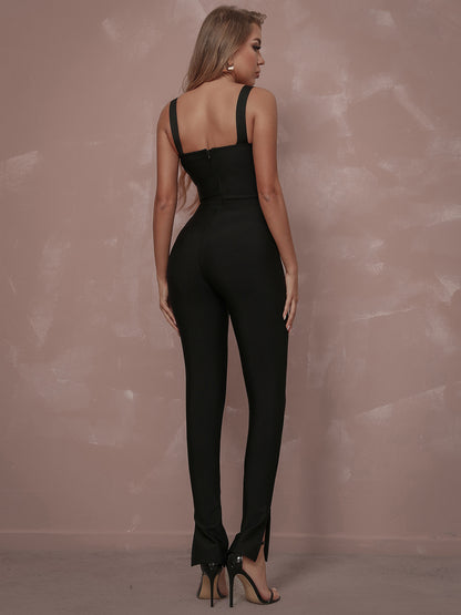 UNIKCOSA NoirFit Jumpsuit With Lace Detailing Elegance 🖤
