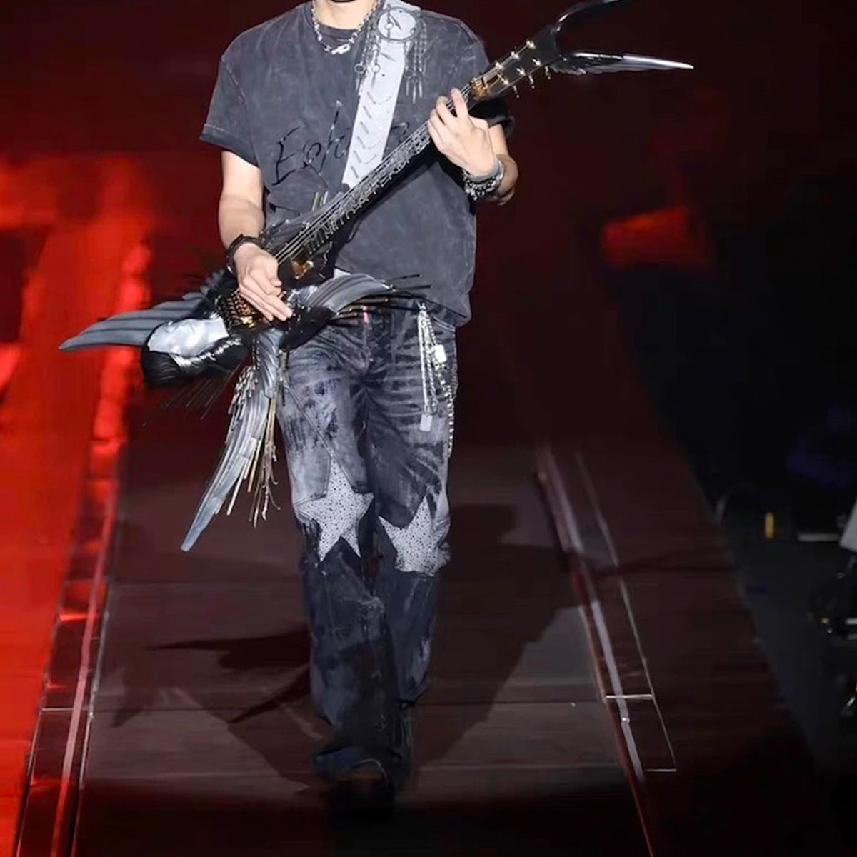 UNIKCOSA Velora Washed Rhinestone Denim Wide Leg Pants 💫