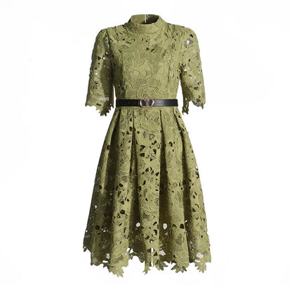 UNIKCOSA Velora Lace Waist Slimming Color Short Dress 💫