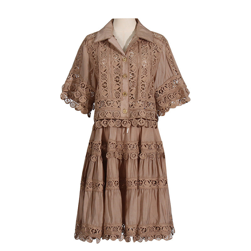 UNIKCOSA Velora Lace Embroidered Shirt And Skirt Set 💫