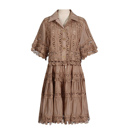 UNIKCOSA Velora Lace Embroidered Shirt And Skirt Set 💫