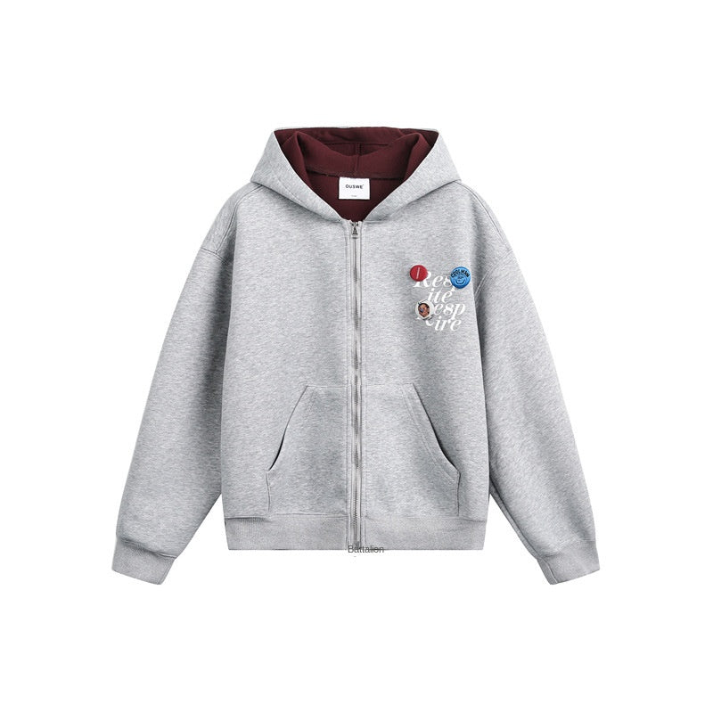 UNIKCOSA Velora Unisex School Style Badge Zip Up Hoodie 💫
