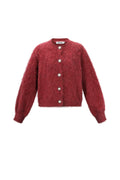 Knitted Polyester Fiber Women's Knit Cardigan Casual Solid Color