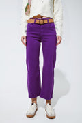 Cropped wide leg jeans in purple