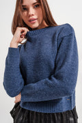 2 in 1 jumper with shirt underlay in navy