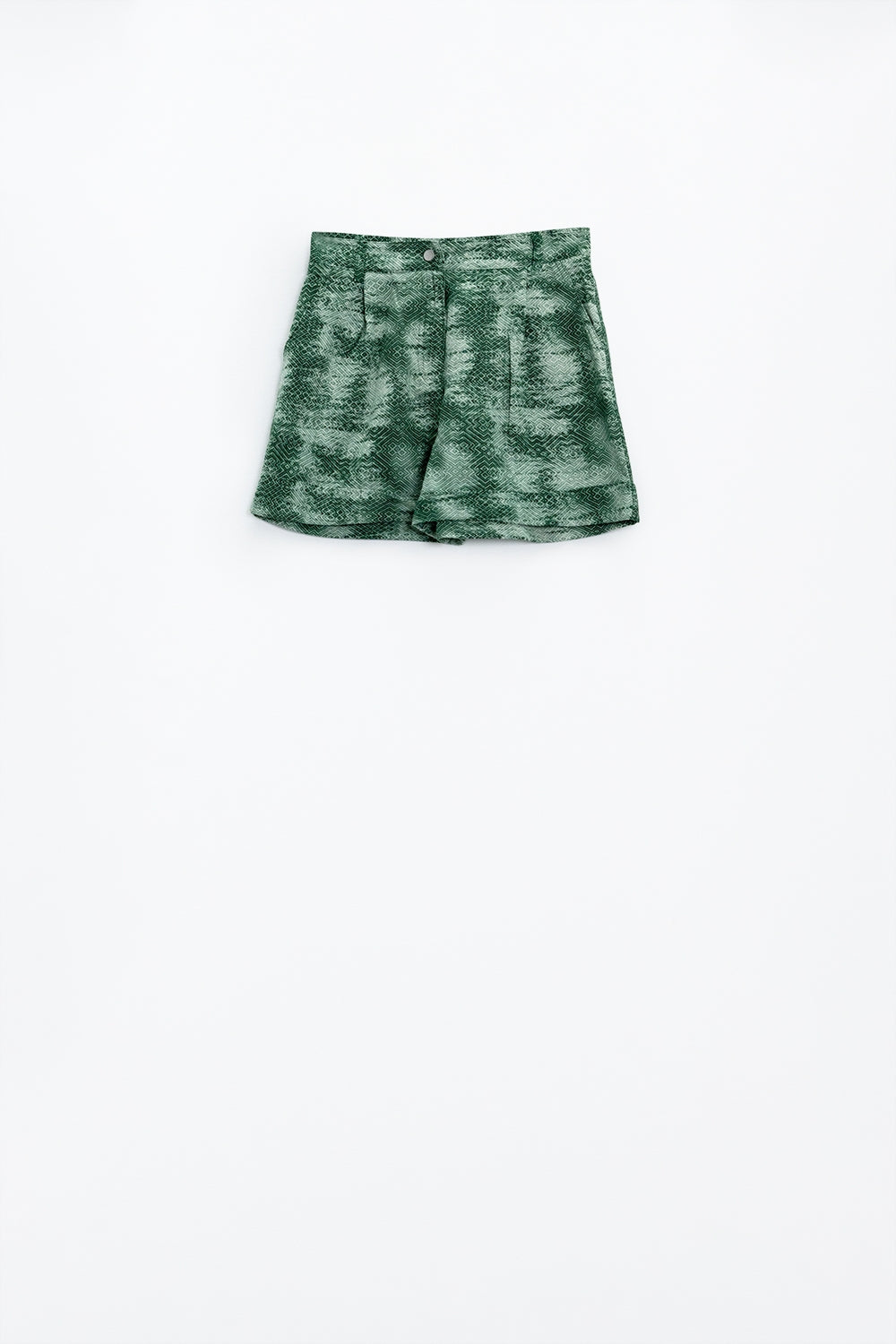 Shorts In Tie Dye Green With Front And Back Pockets