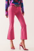 High waist flare jean in pink