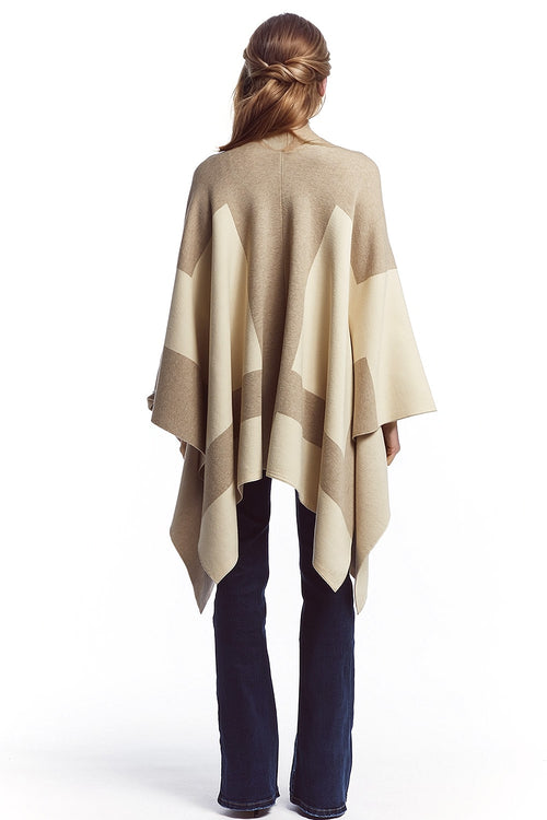 Asymmetrical poncho in light and dark brown — view 2 of 5