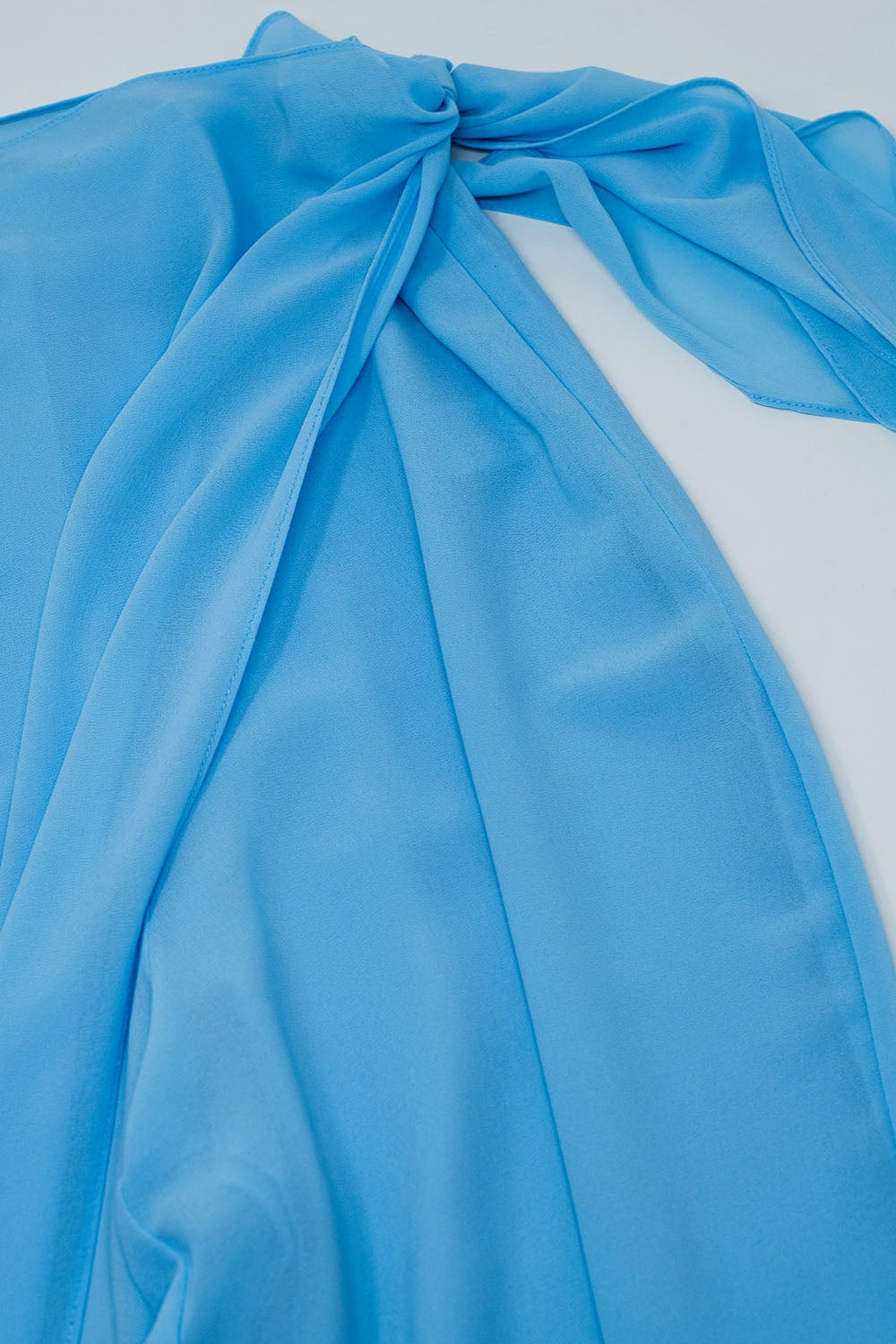 Wide Light blue Pants Overlay Skirt Tied At The Side