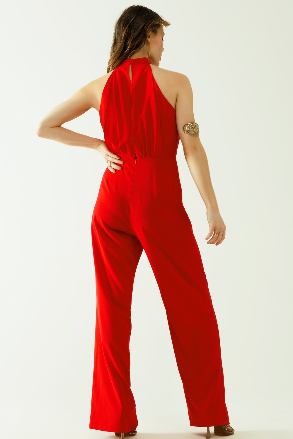 UNIKCOSA Red jumpuits with top crossed and high collar