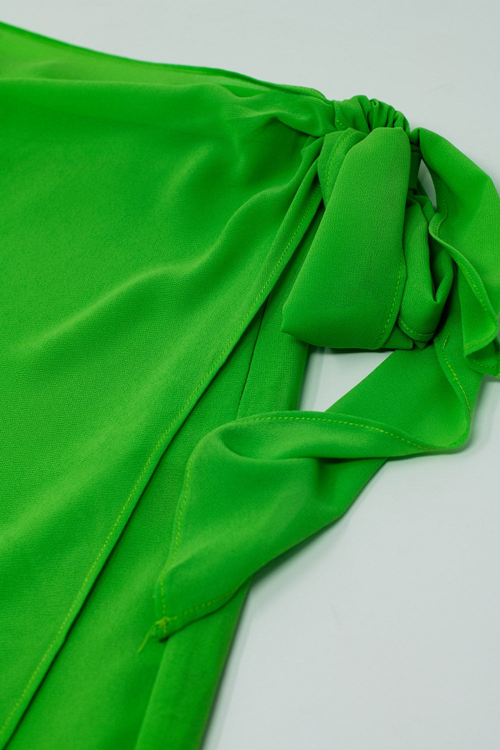 Wide green Pants Overlay Skirt Tied At The Side