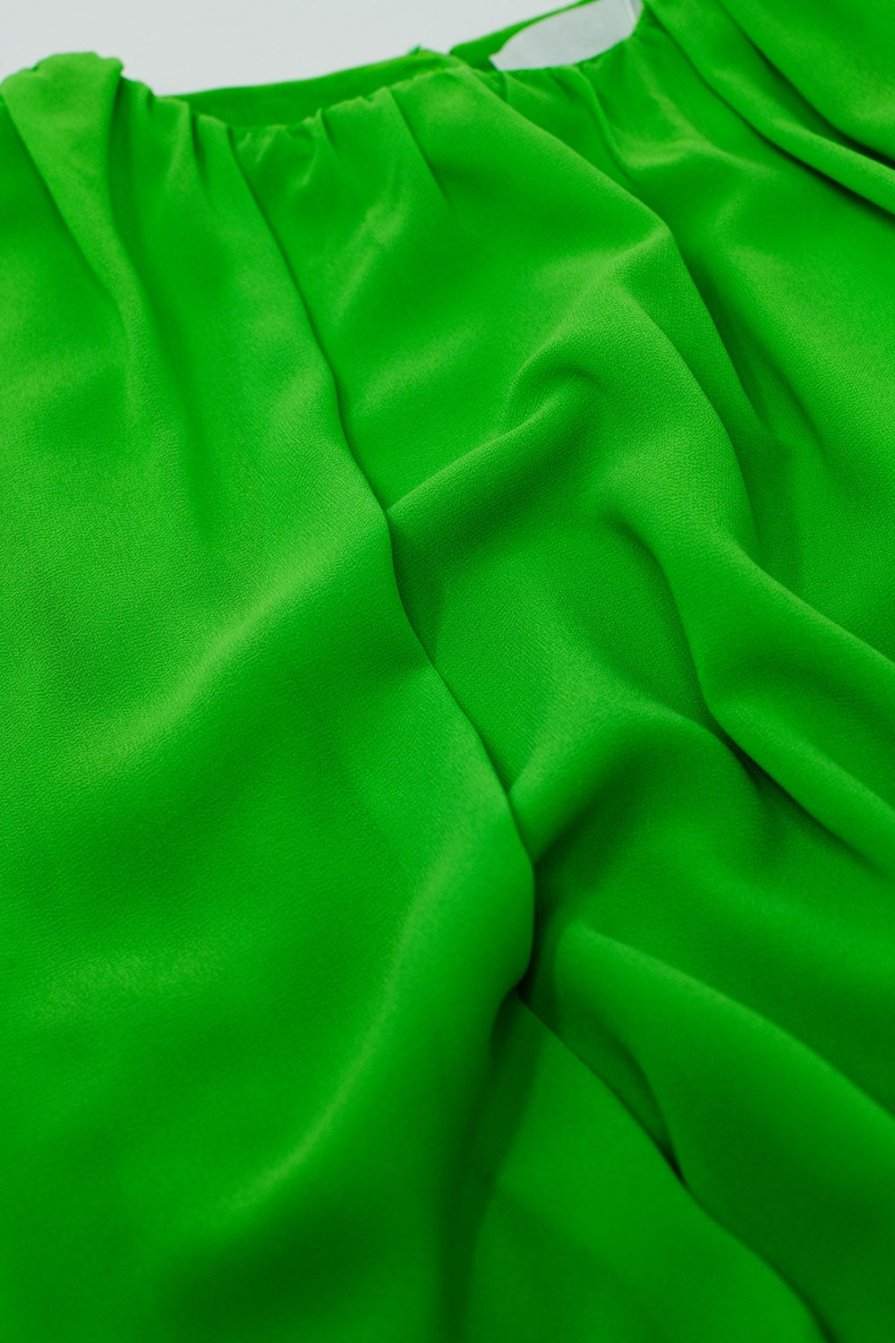 green chiffon Top With Ruche Design