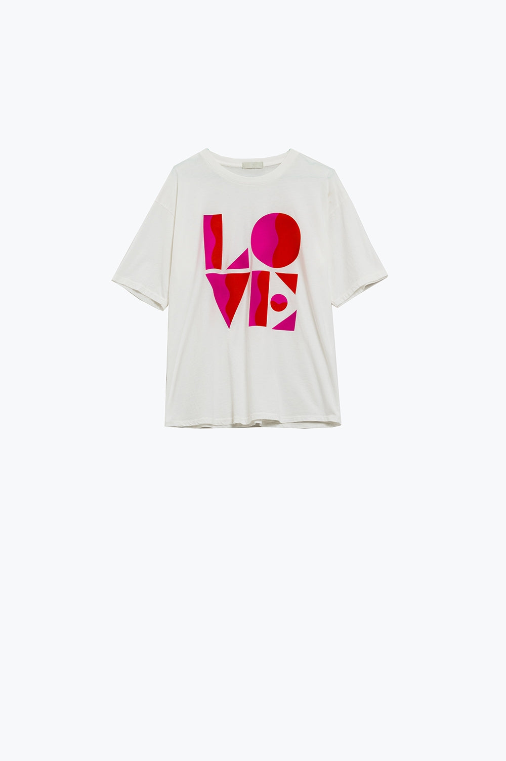 T-shirt with LOVE art deco digital print in white