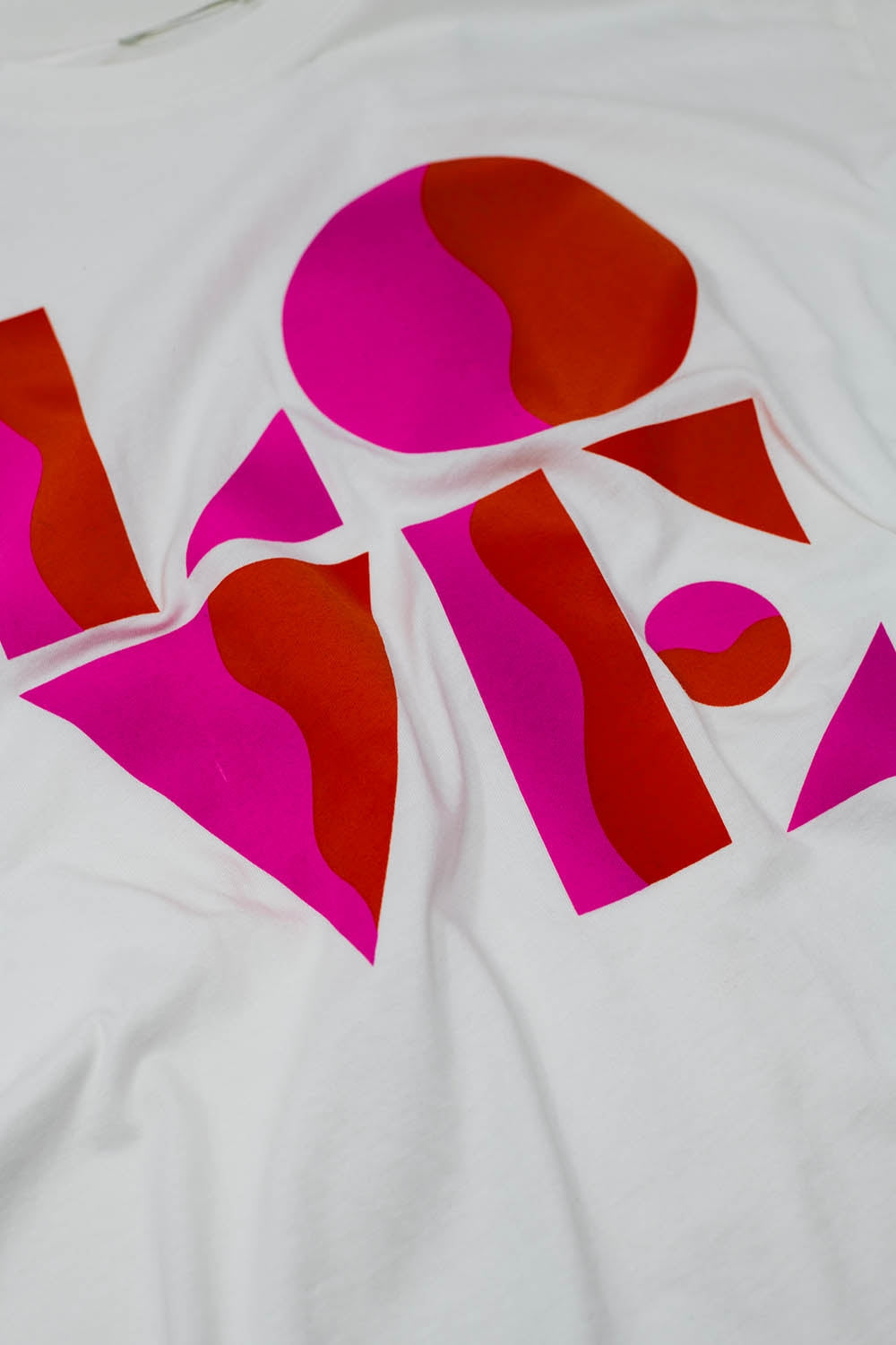 T-shirt with LOVE art deco digital print in white