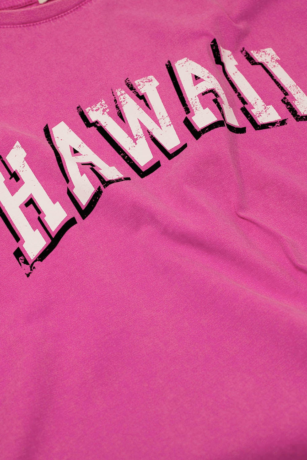 Washed Effect Hawaii T-Shirt In Fuchsia
