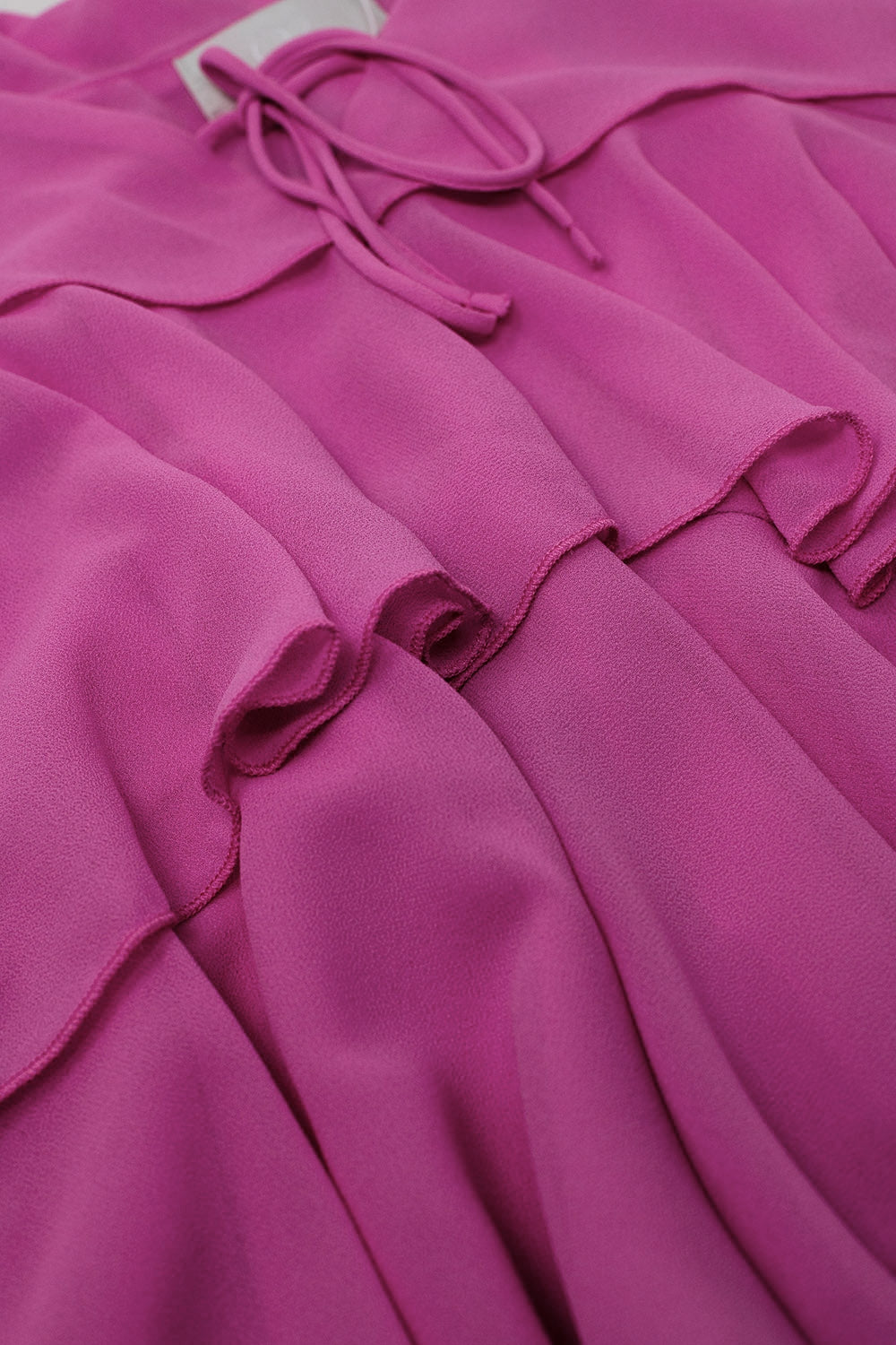 Ruffle Top WIth Thin straps in Fuchsia