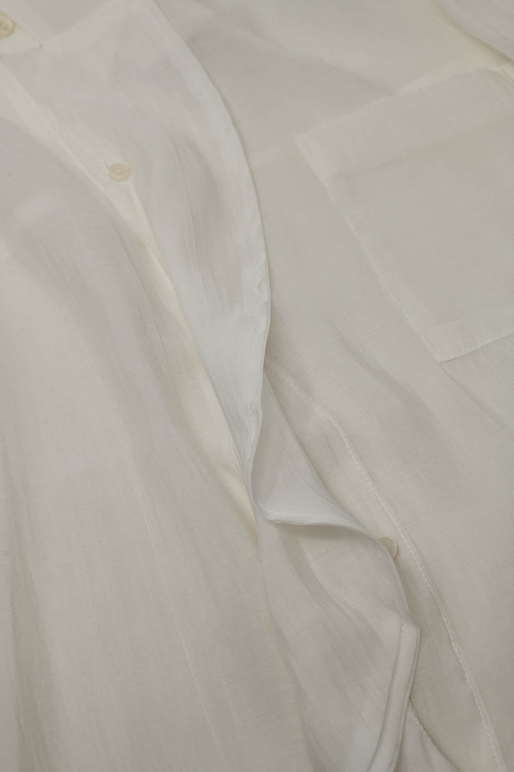 Semi Sheer White Blouse With Ruffle Detail Down The Front