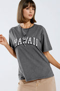 Washed Effect Hawaii T-Shirt In Grey
