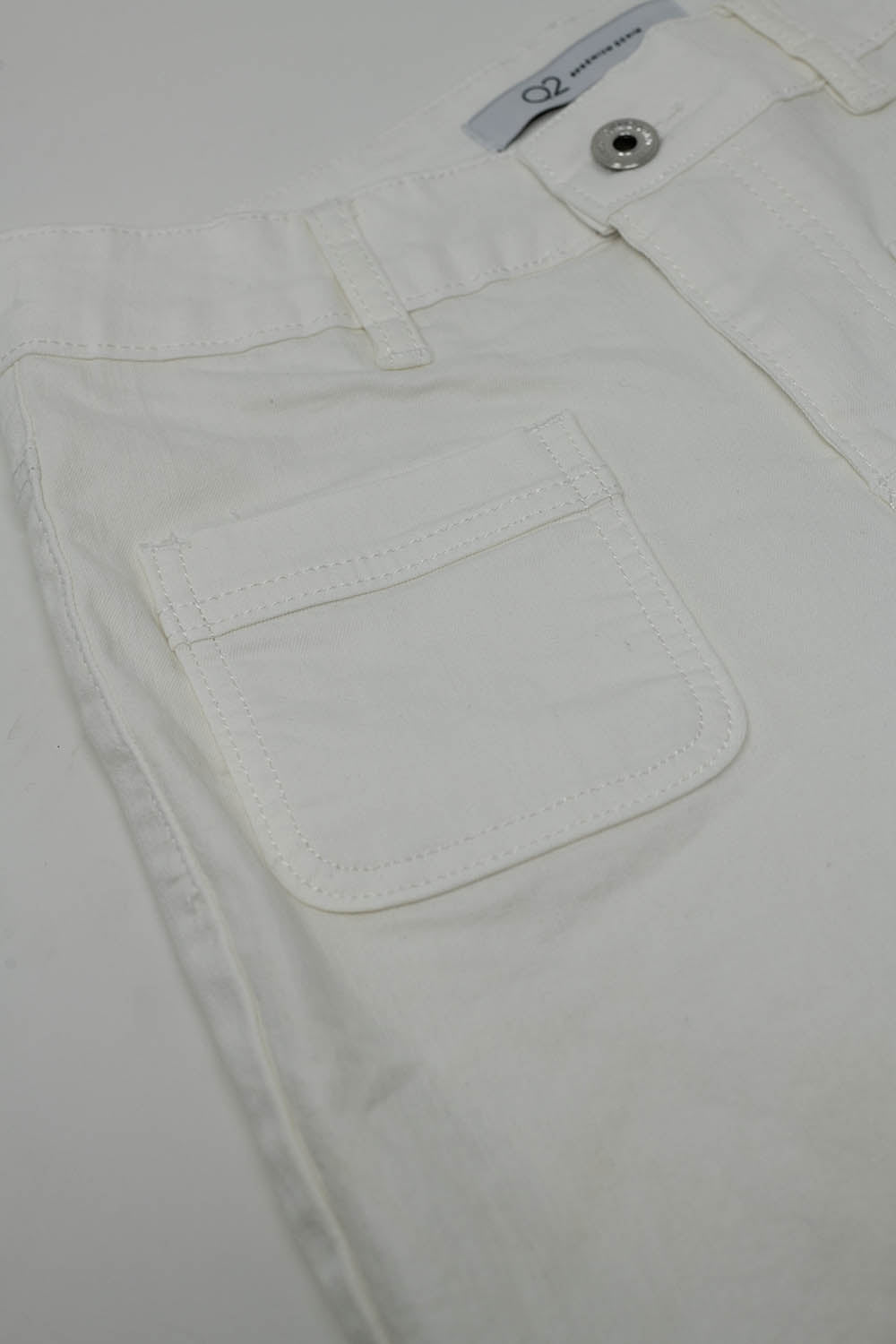 White Skinny Flared Jeans With Front Pocket Detail