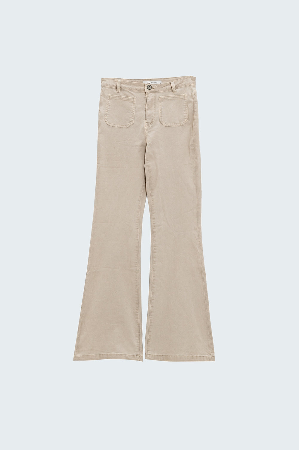 Beige Skinny Flared Jeans With Front Pocket Detail