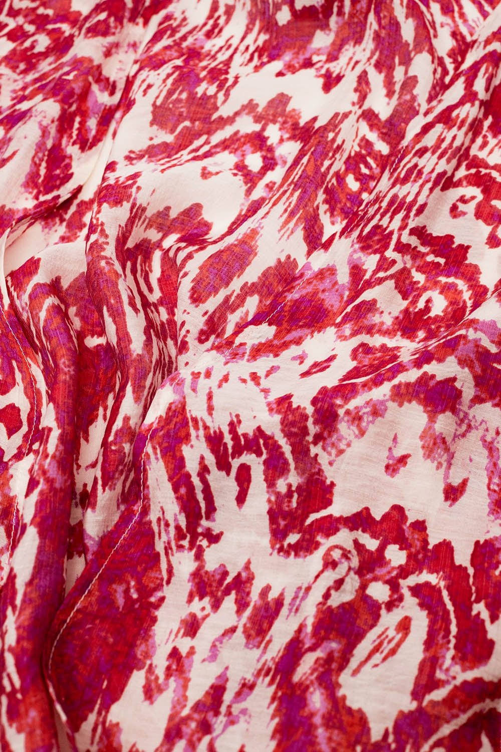 Red Long Kimono With Drawstring Closing in Tribal Print