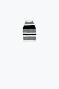 Black and White Halter Tank top With Stripe Design In Different Knits