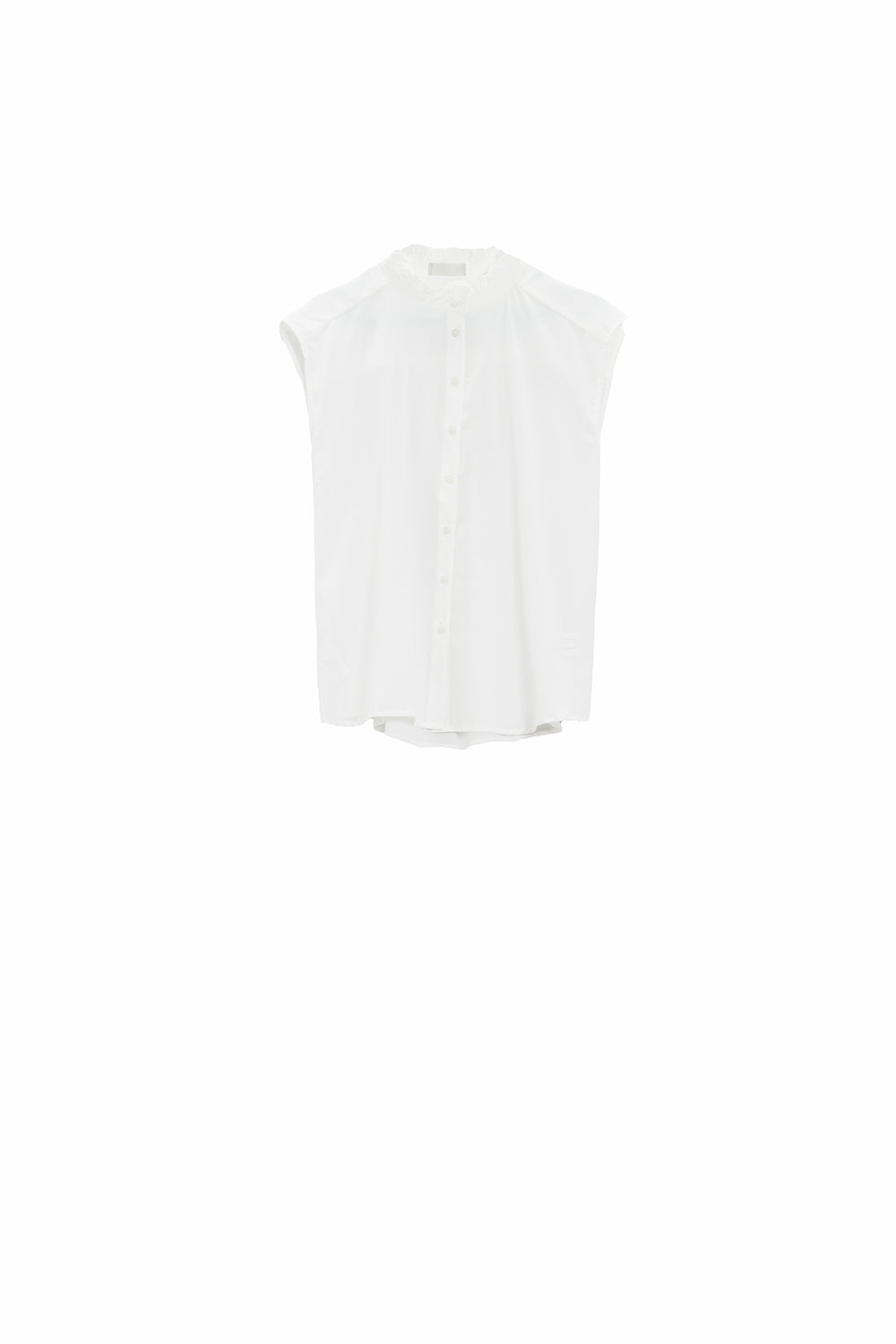 Mao Collar Sleeveless White Button up Blouse