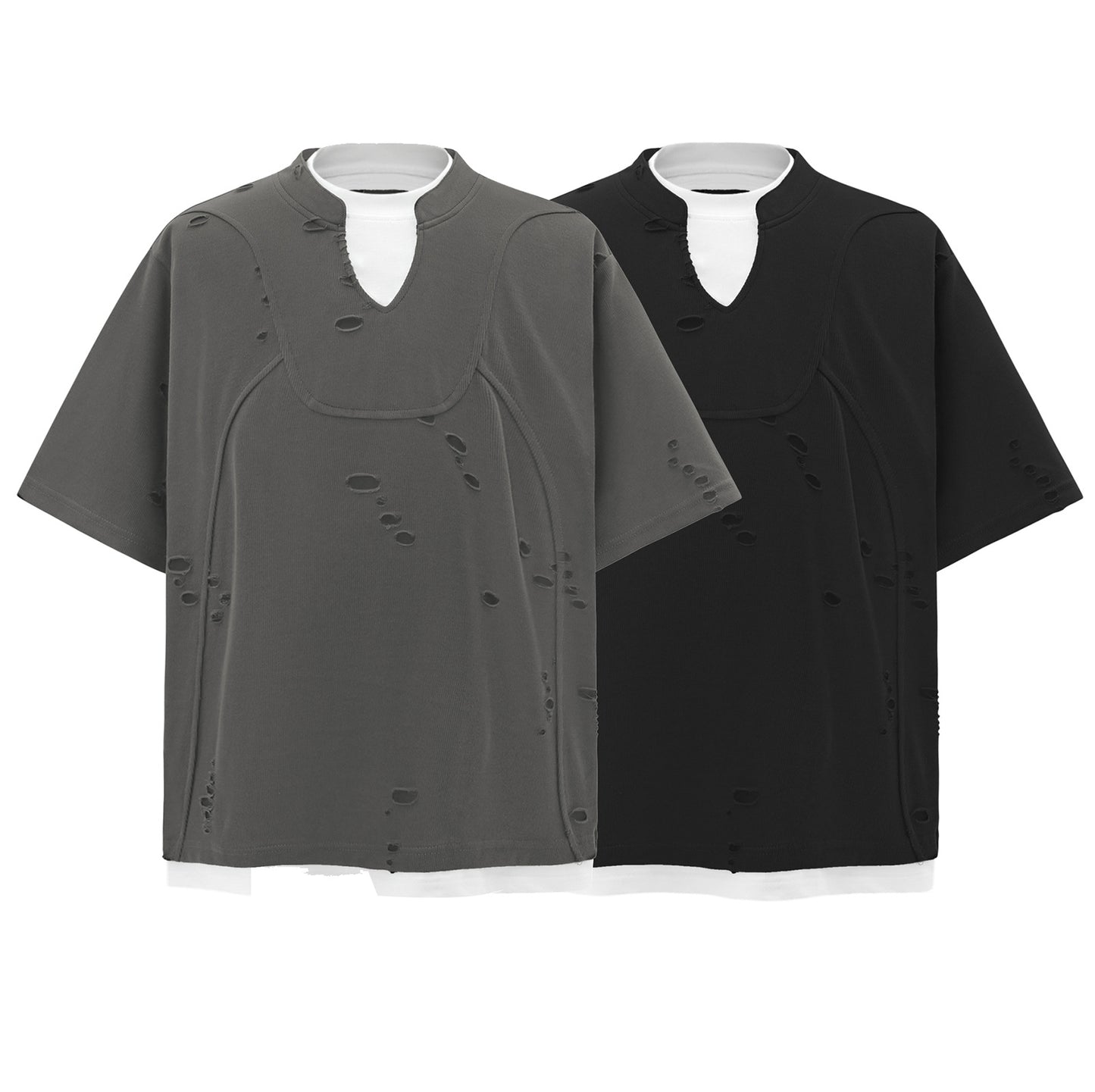 UNIKCOSA RebelRag Distressed Color Block Street T-Shirt 🖤 (Unisex)