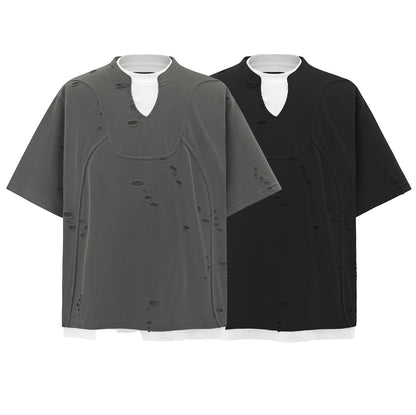 UNIKCOSA RebelRag Distressed Color Block Street T-Shirt 🖤 (Unisex)