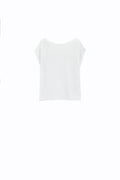 Boat neck ribbed sweater with cap sleeves in white