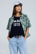 Button Up Polo Shirt In Tie Dye Green