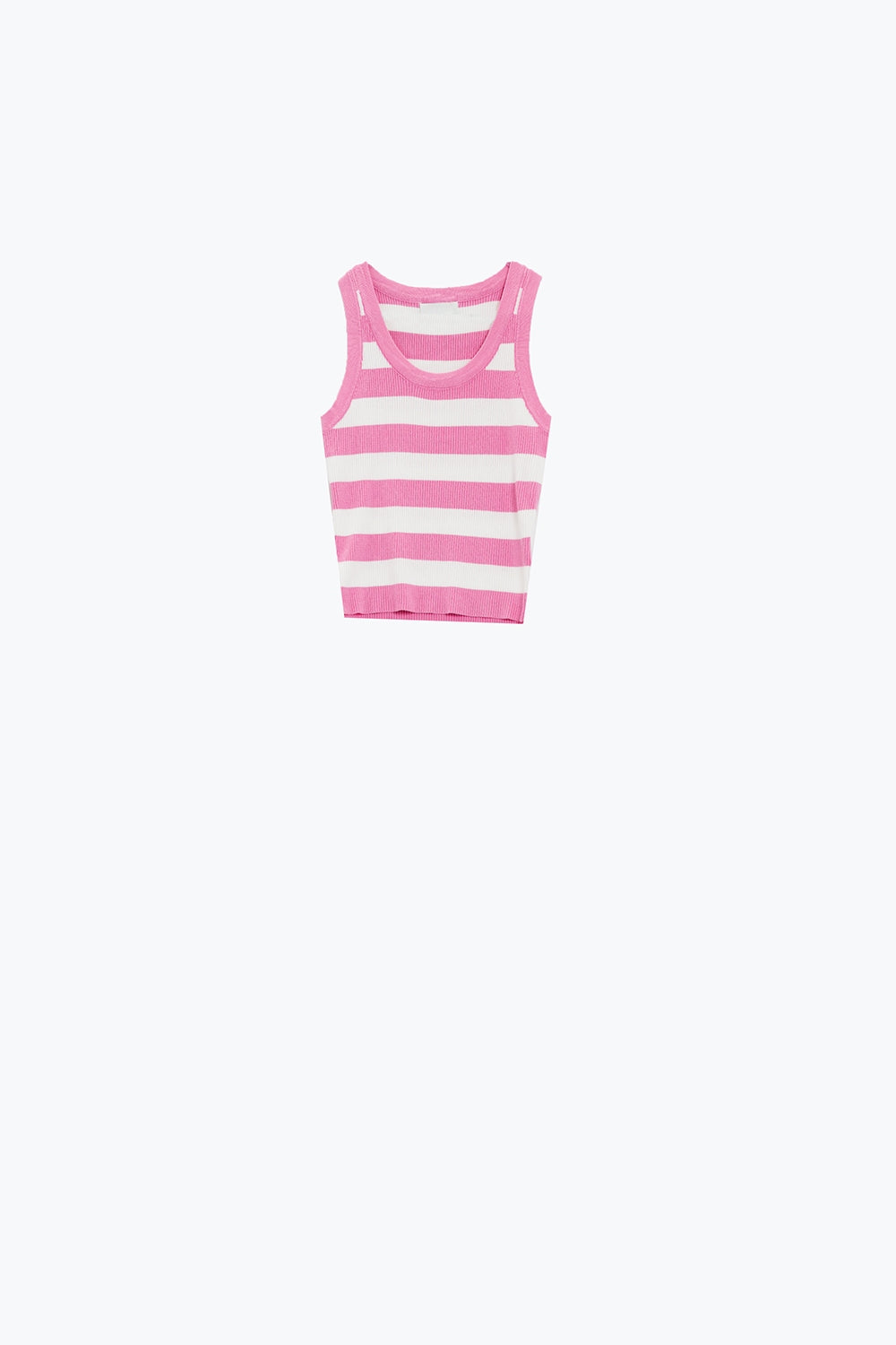 Pink Tank Top With Wide Stripes in white
