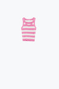 Pink Tank Top With Wide Stripes in white