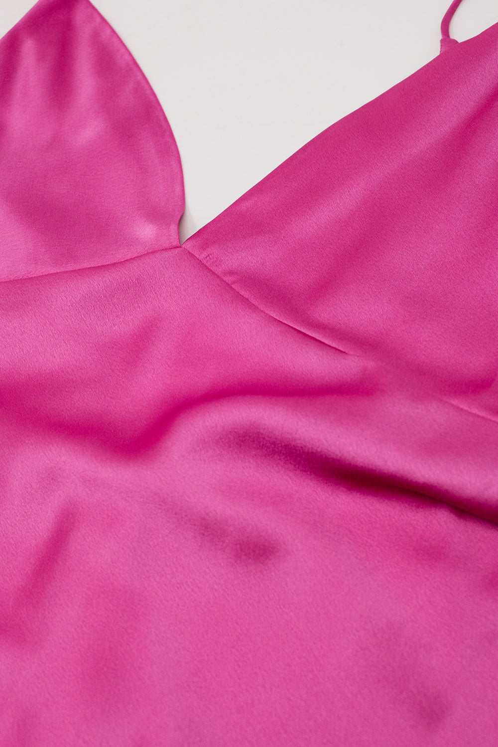 Satin Maxi Dress With Spaghetti Straps in Fuchsia
