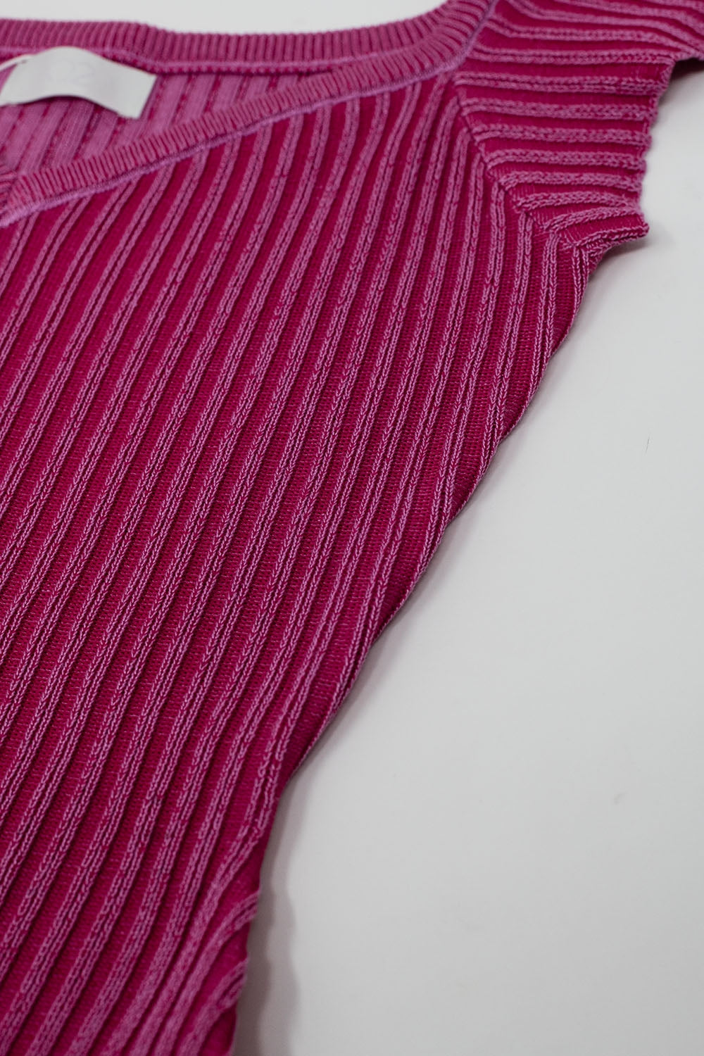 Pink Midi Thick Rib Bodycon Dress With Cap Sleeves