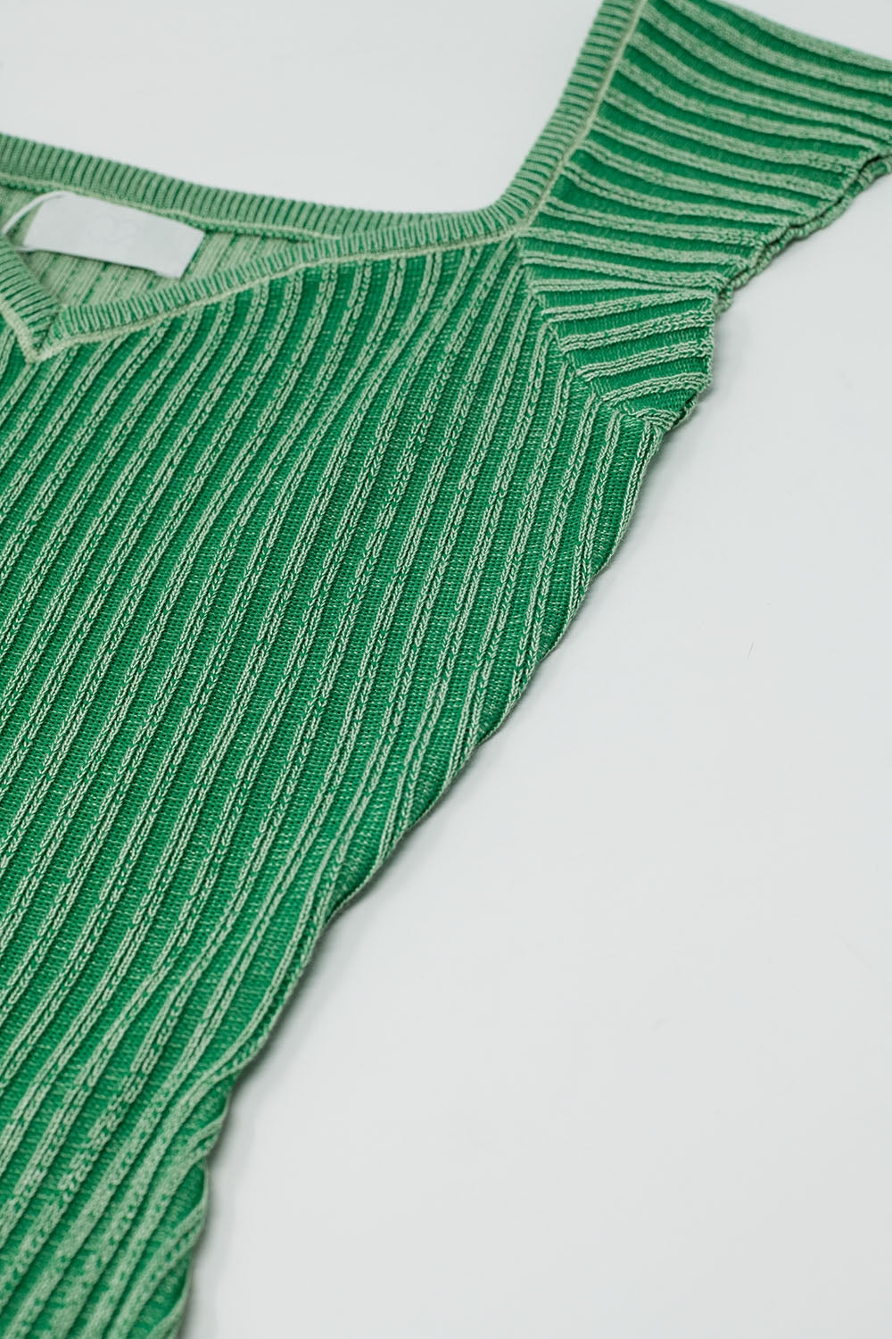 Green Midi Thick Rib Bodycon Dress With Cap Sleeves