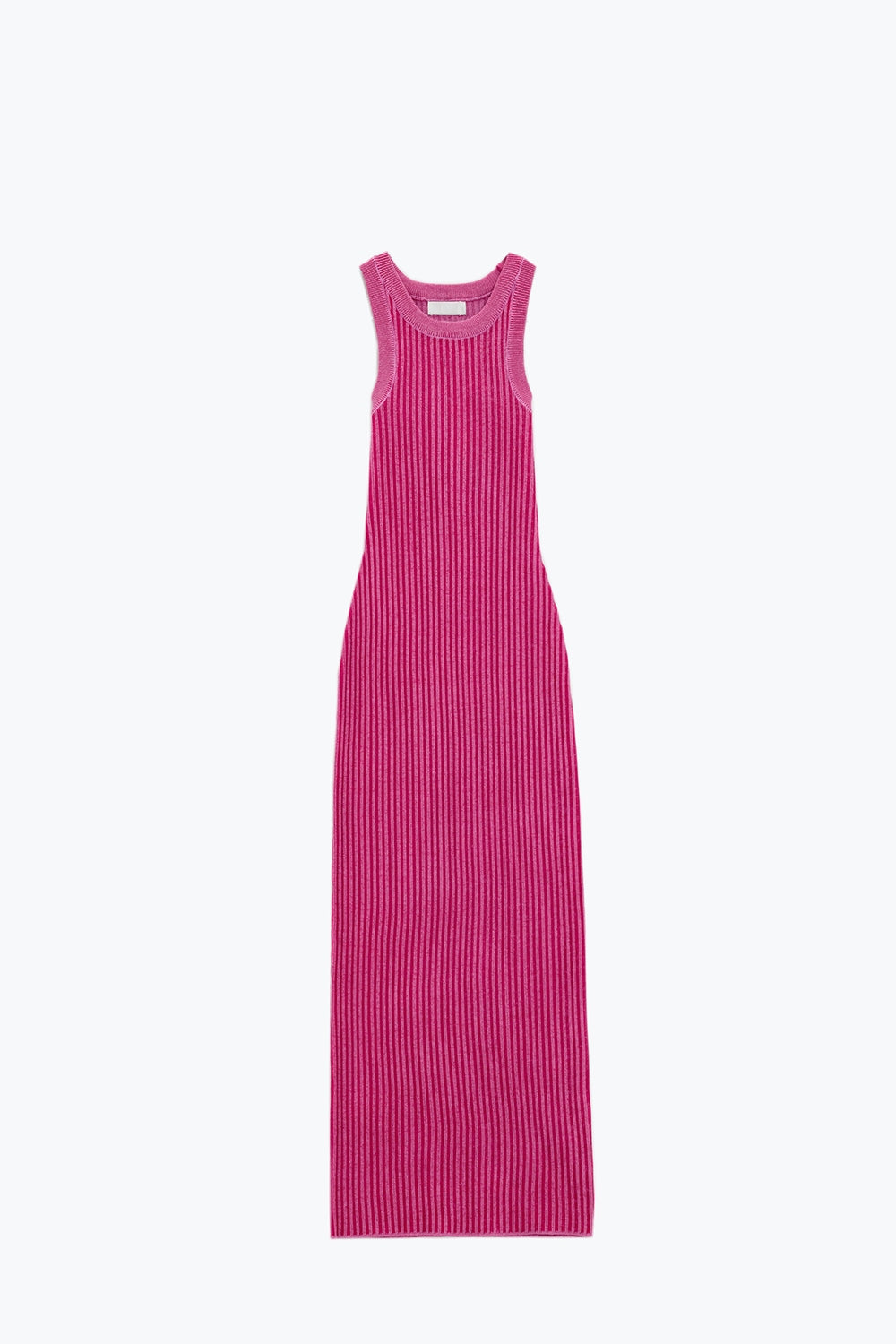 Maxi Sleeveless Halter Bodycon Ribbed Dress in fuchsia