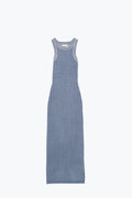 Maxi Sleeveless Halter Bodycon Ribbed Dress in blue