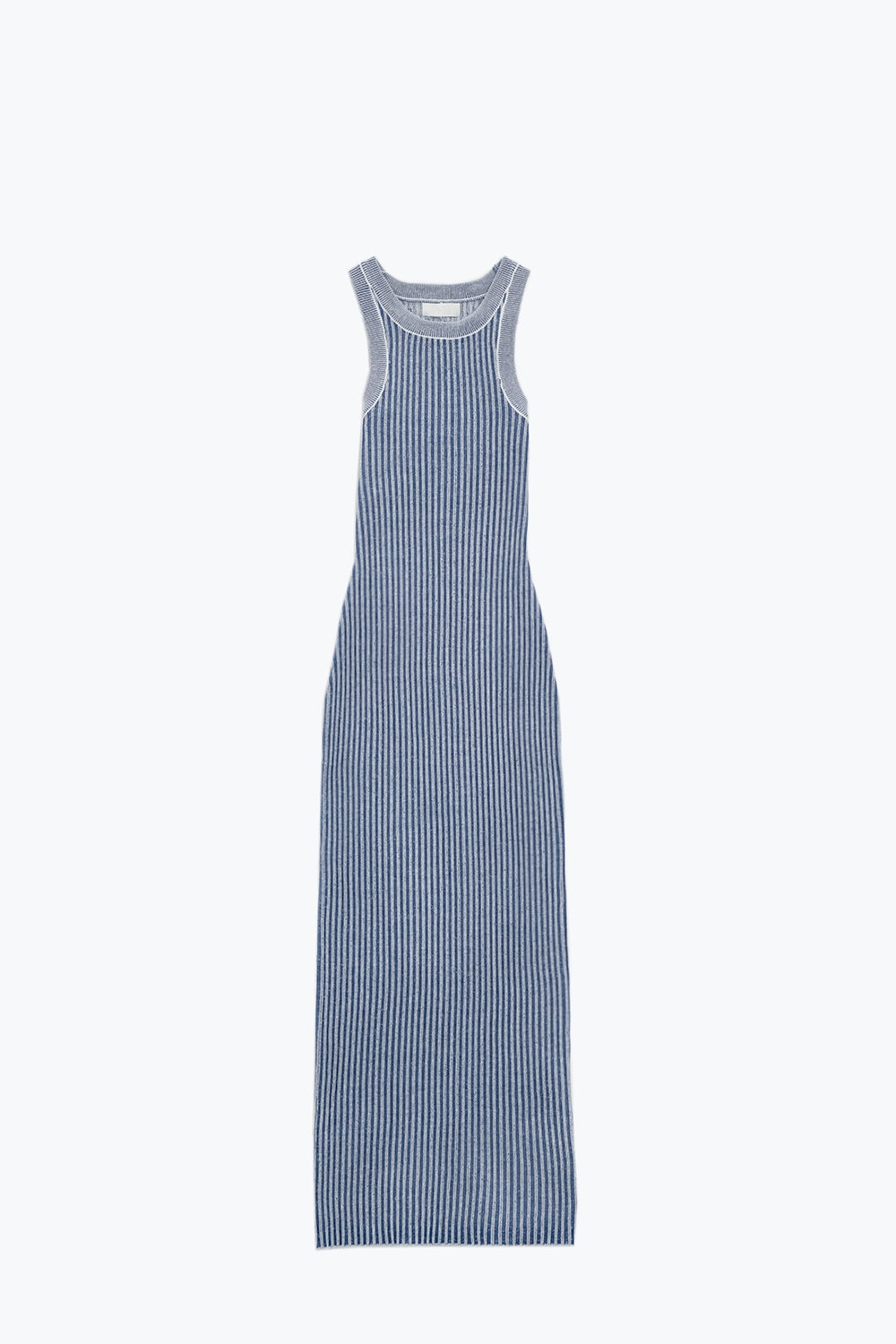 Maxi Sleeveless Halter Bodycon Ribbed Dress in blue