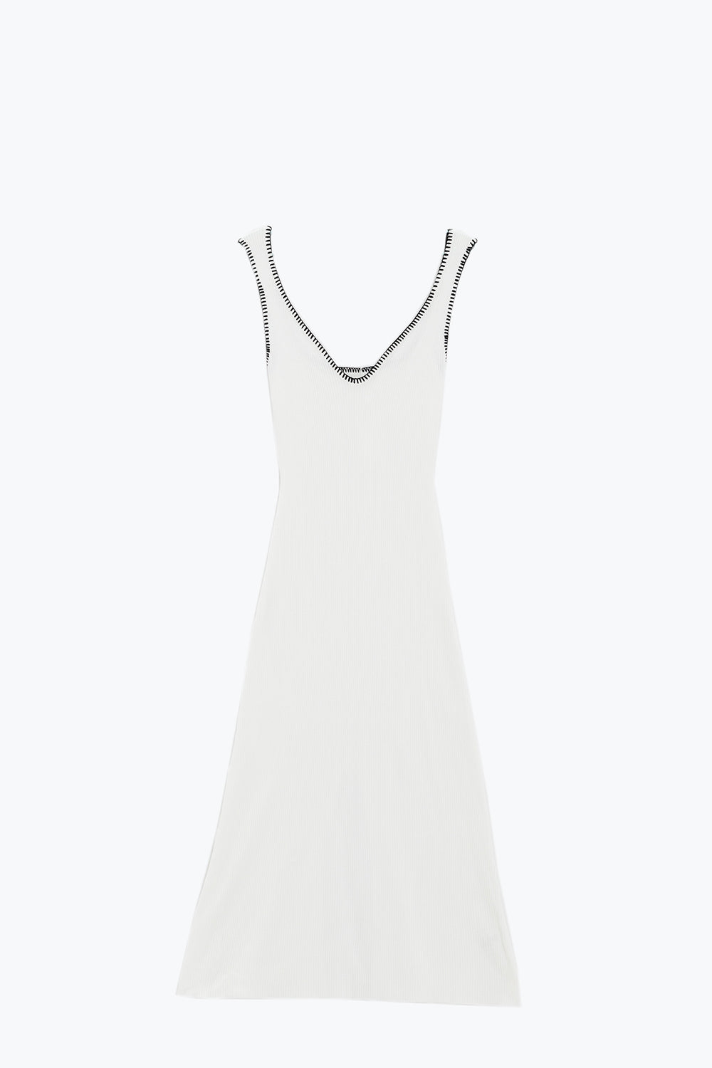 Summer Body Hugging knitted Dress in white With black Trim