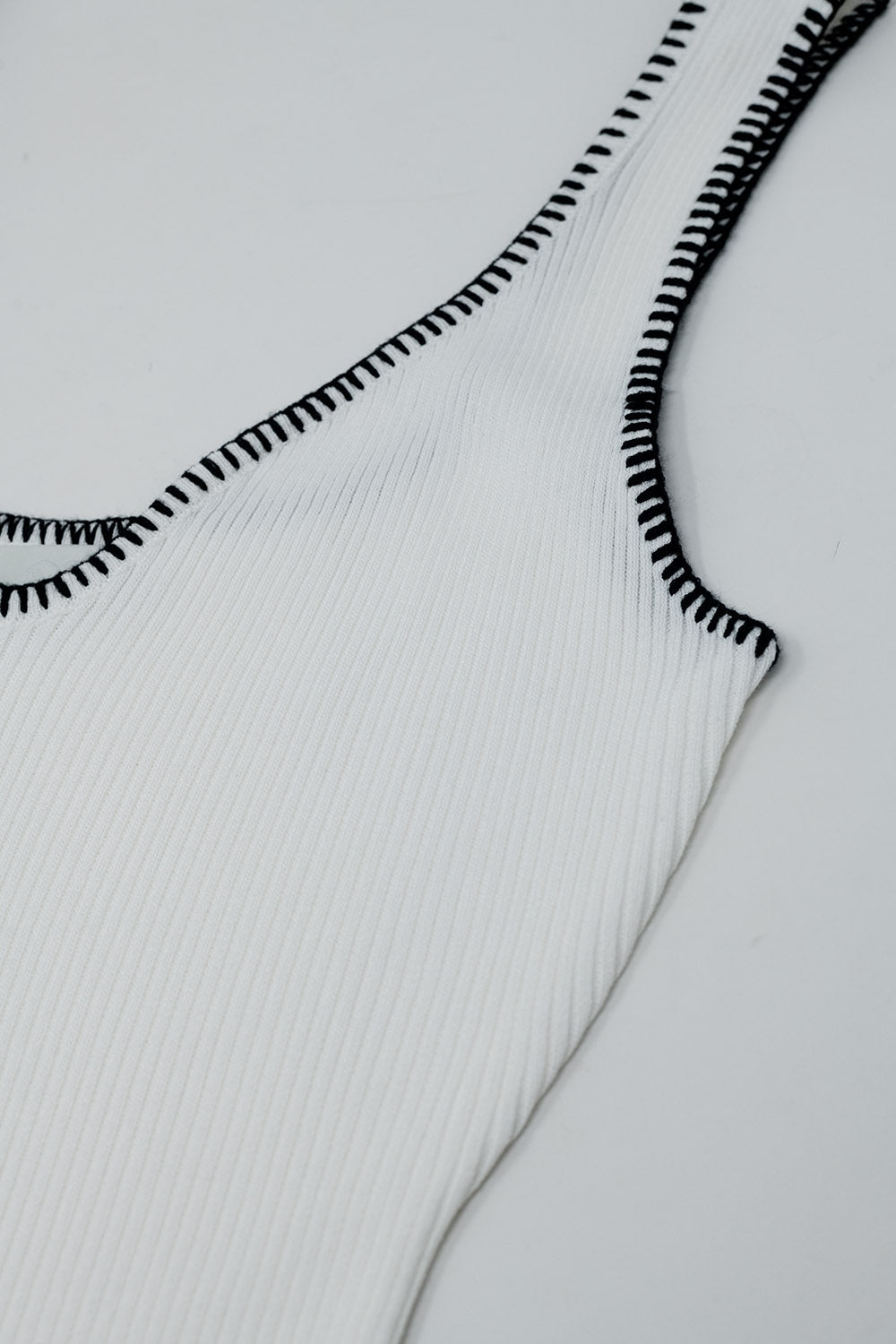 Summer Body Hugging knitted Dress in white With black Trim