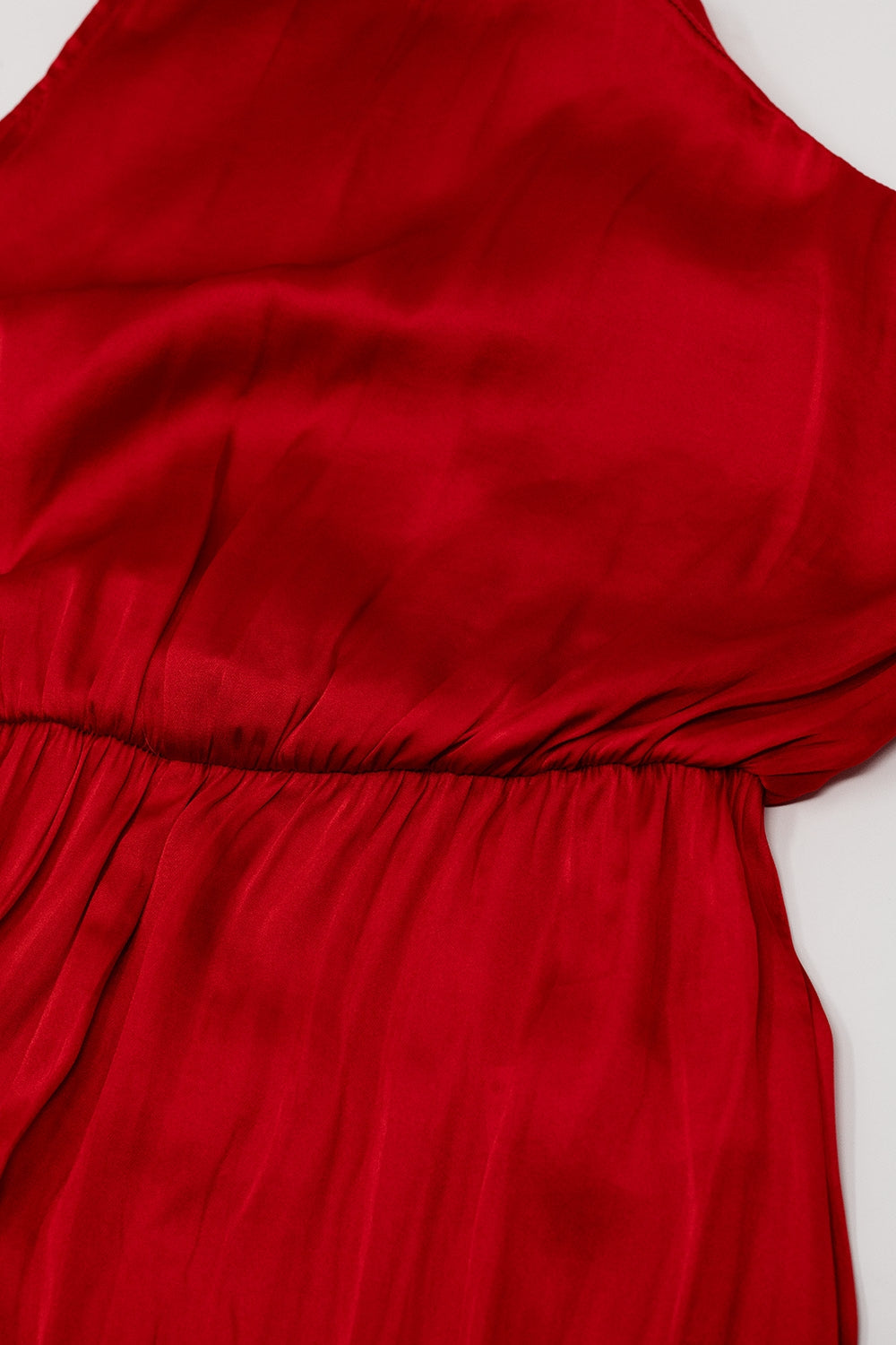 Drapped One Shoulder Jumpsuit With Cinched Waist In Red